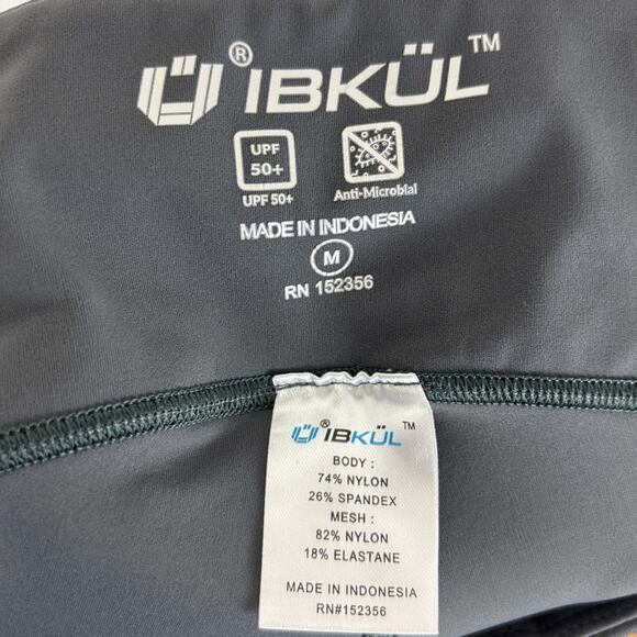 IBKUL Performance Leggings Gray Medium pockets UPF activewear athletic running - Picture 10 of 10